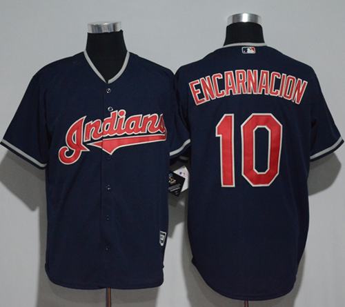 Indians #10 Edwin Encarnacion Navy Blue New Cool Base Stitched MLB Jersey